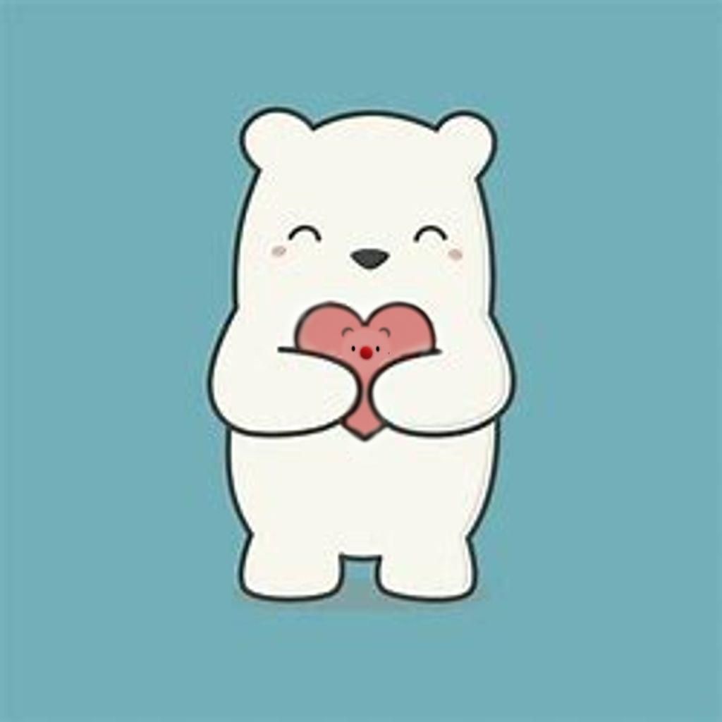 Polar Bear Holding a Red Letter U