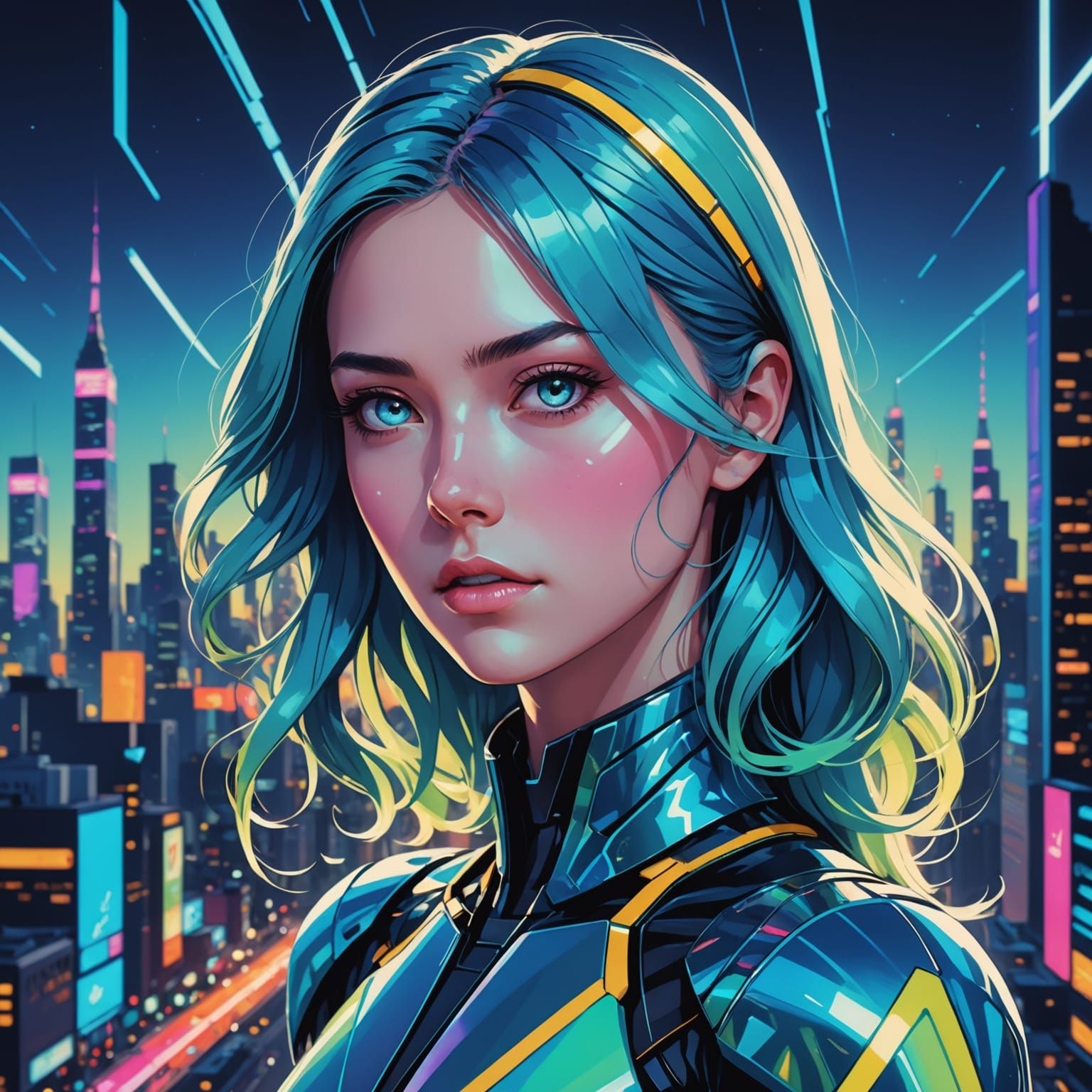 Aurora's Nightfall: Cyberpunk Sniper Pinkretroanime Art | 8K HDR