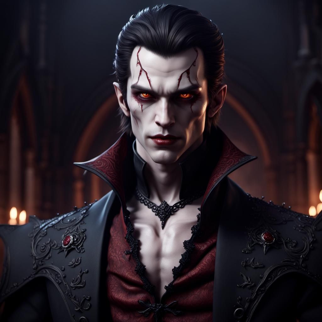 Beautiful Realistic Vampire Men in Detailed Matte Painting