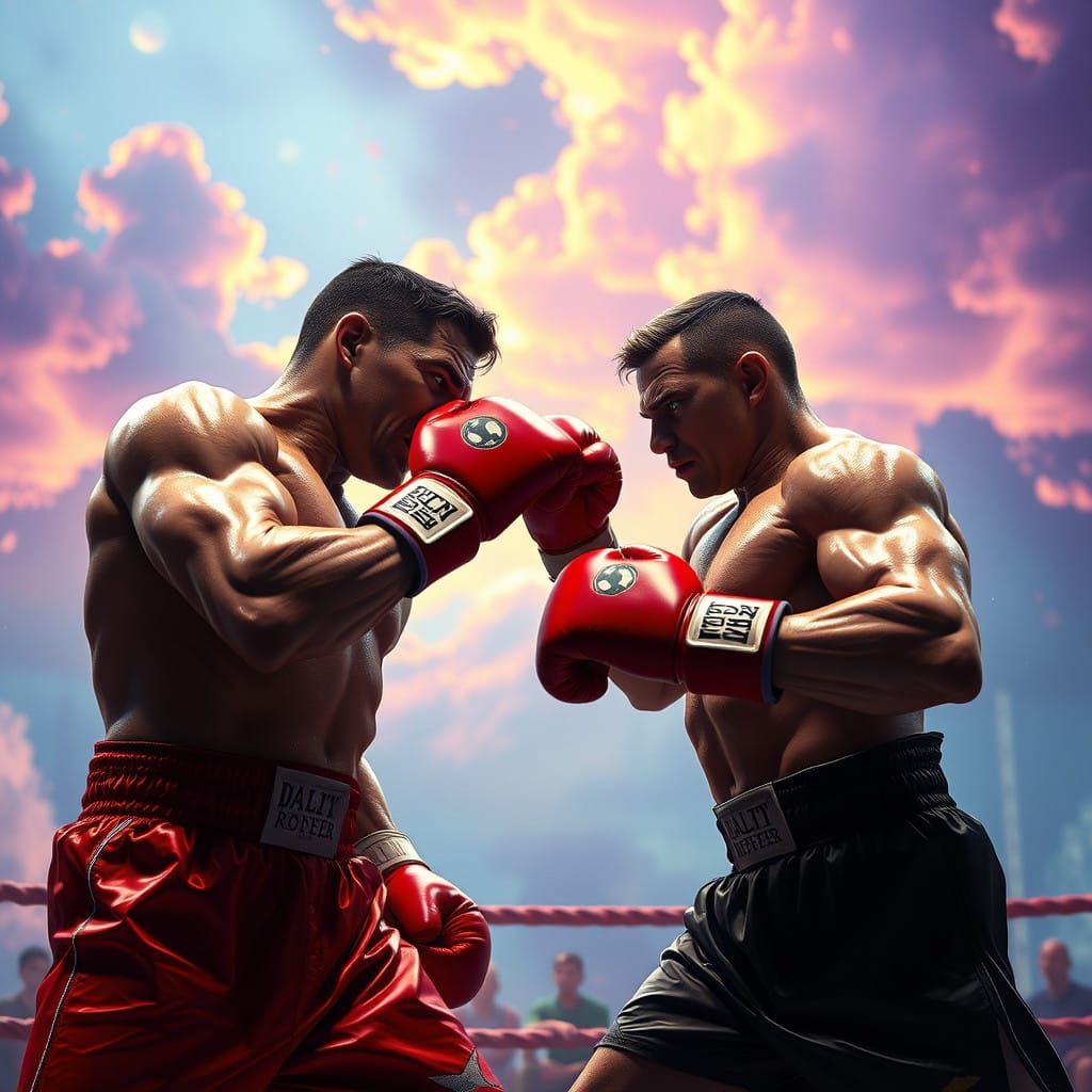Fantasy Boxing Scene in Dreamlike Backdrop