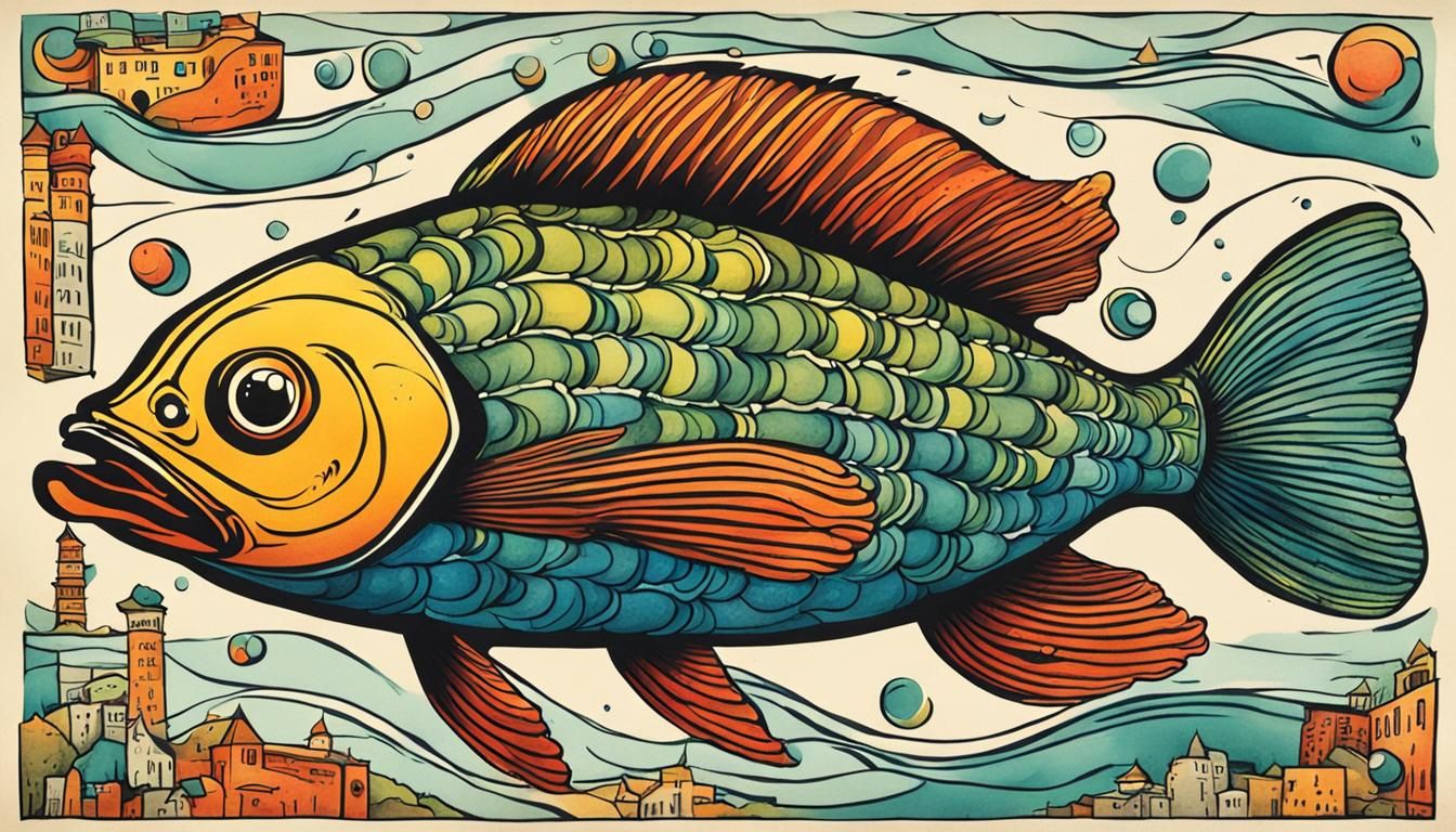 Subway Fish: A Whimsical Ink Cartoon