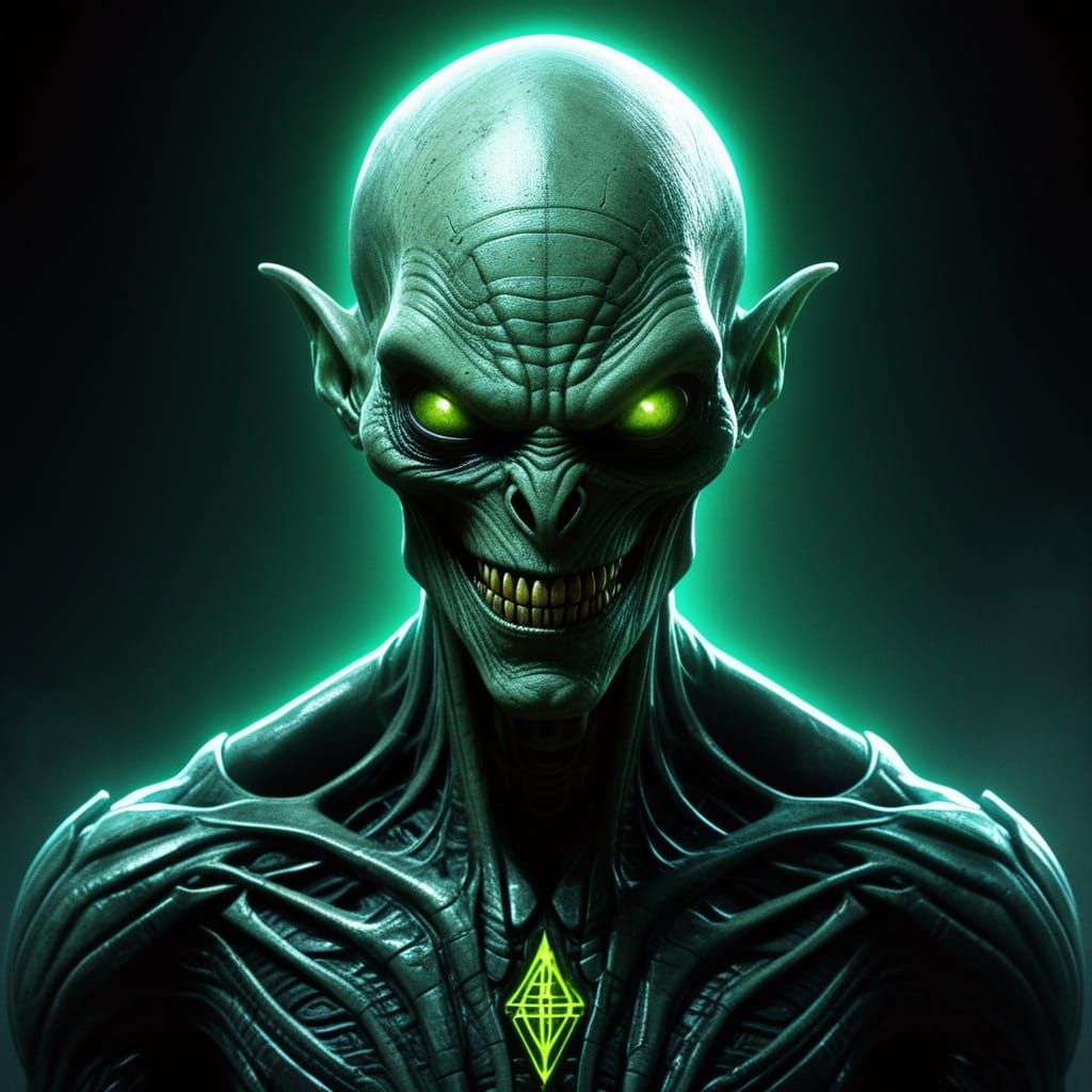Sinister Alien Face in Beksinski Style