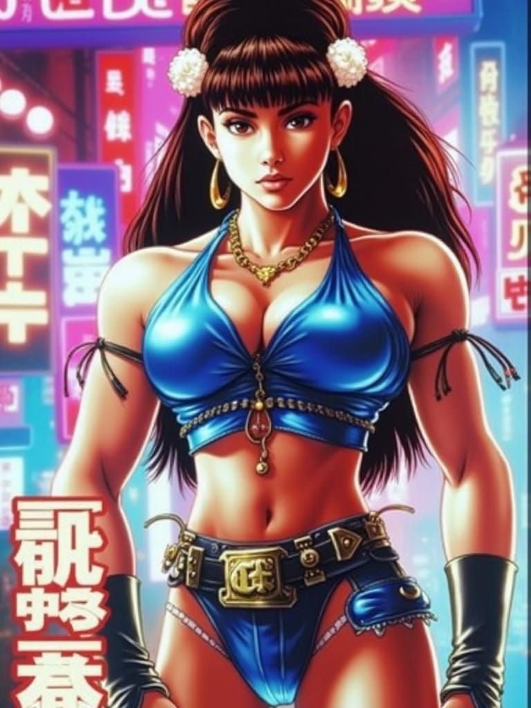 Vibrant Streets of Rage-Inspired Anime Character Design