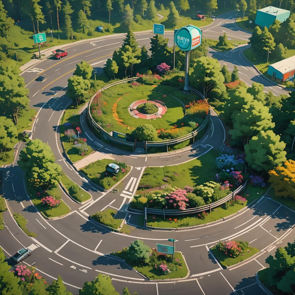 Lush Green Roundabout in Fantasy Matte Painting