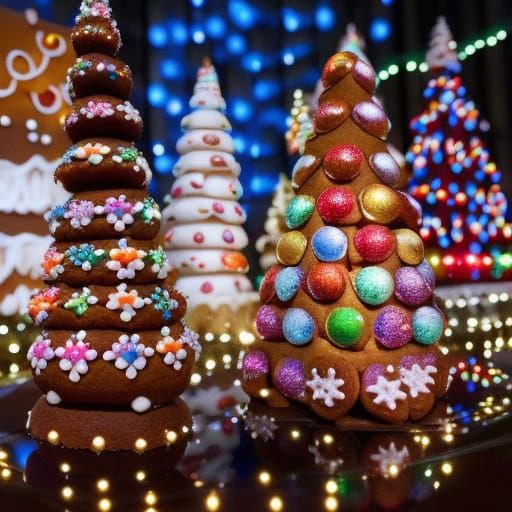 Festive Gingerbread with Icing and Candy