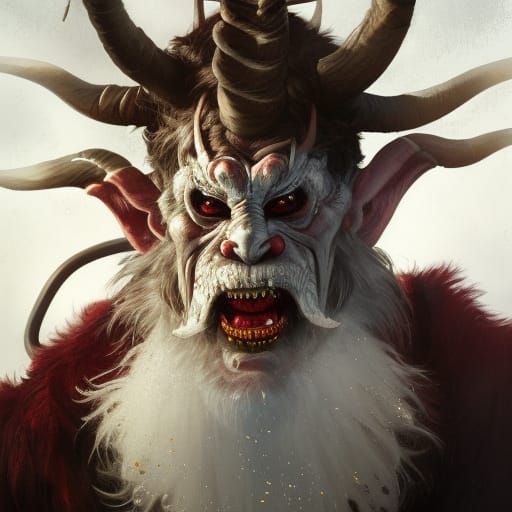 Detailed Krampus Portrait in Art Nouveau Style