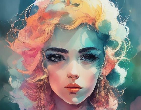 Whimsical Portrait in Soft Pastel Hues