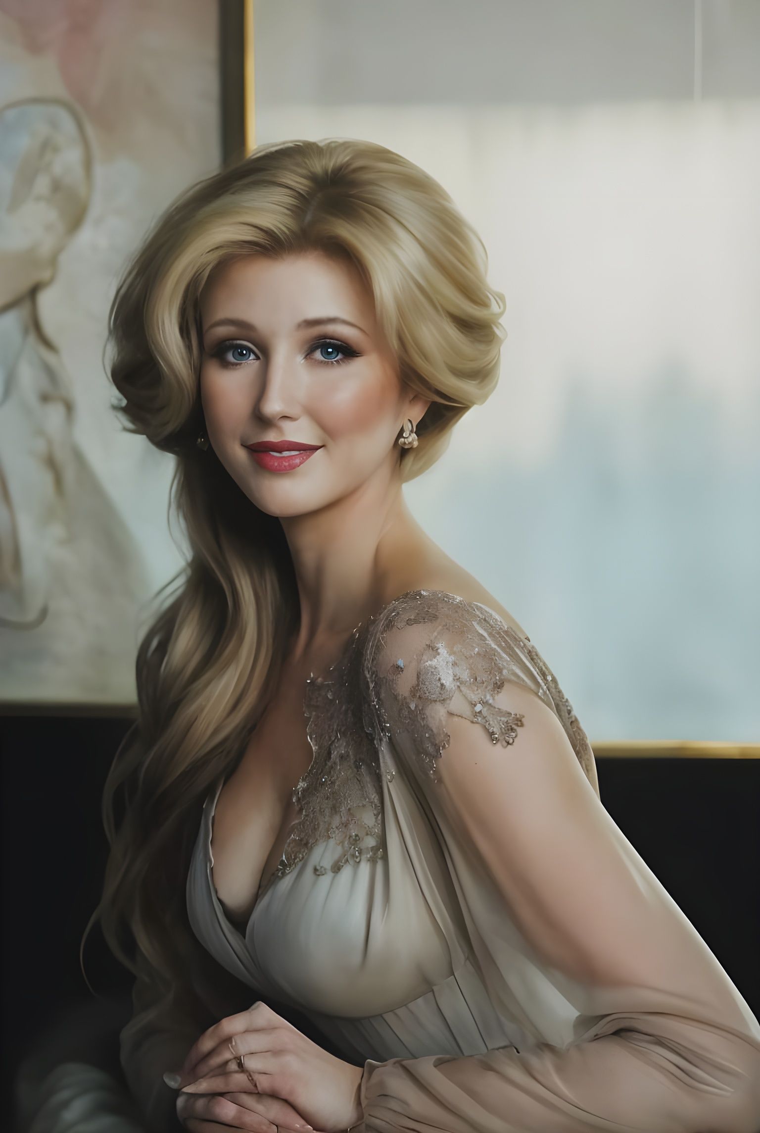 Abstract Romantic Portrait of a Smiling Woman