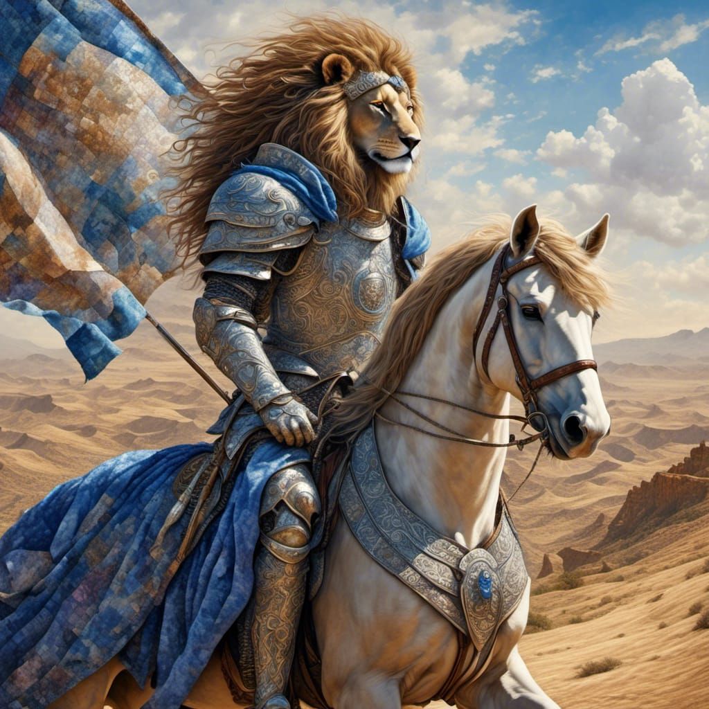 Lion Knight in Desert Battlefield, 3D Shading