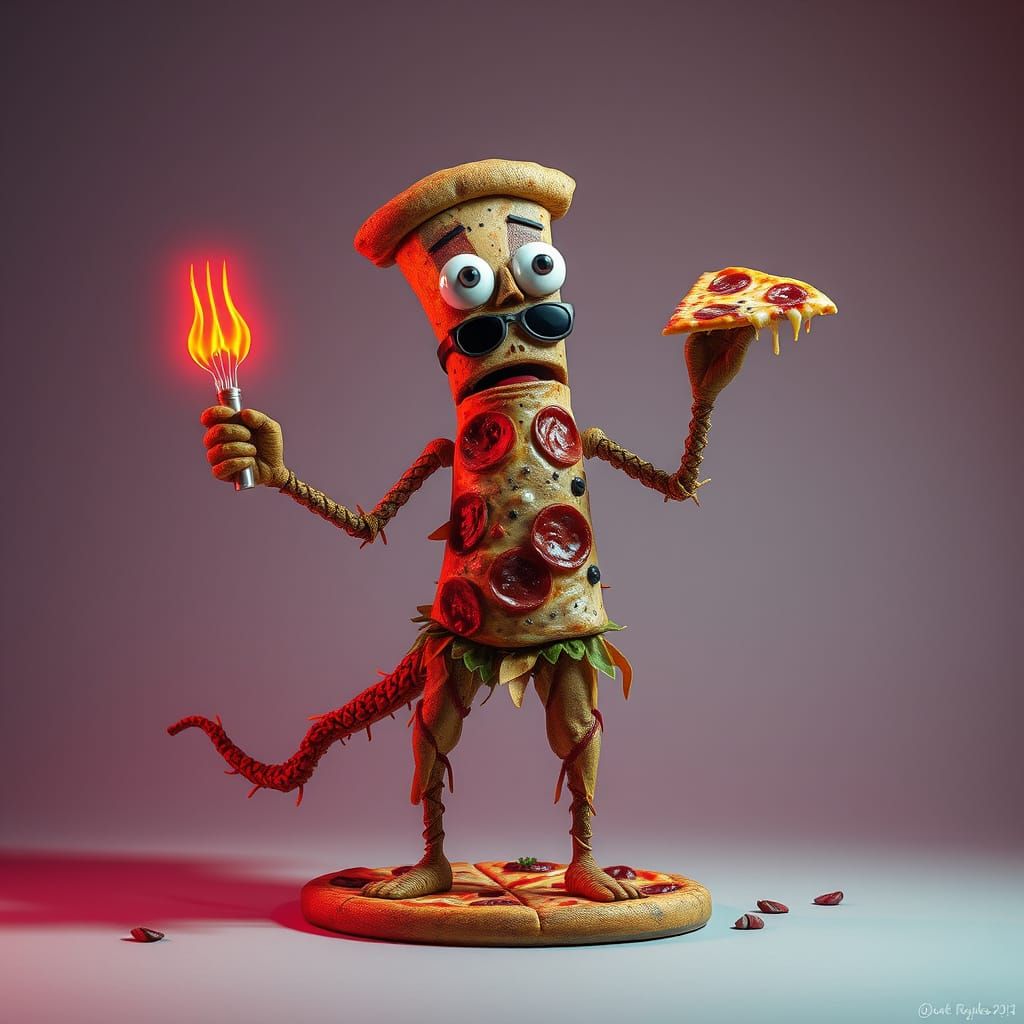 Pizza Topping Character in Realistic Studio Lighting