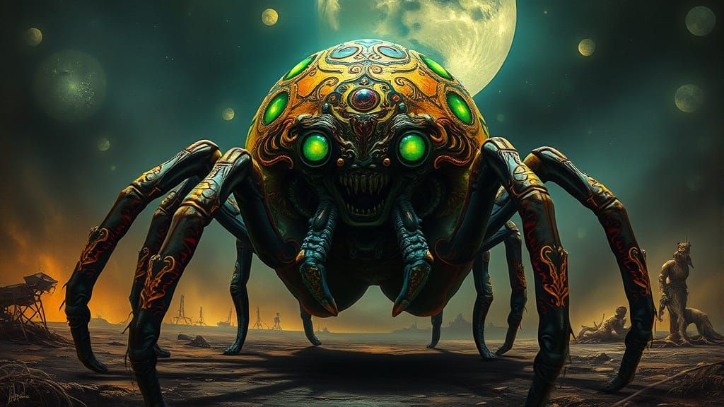 Surreal Fantasy Horror in Klimt-Inspired Art Nouveau Style