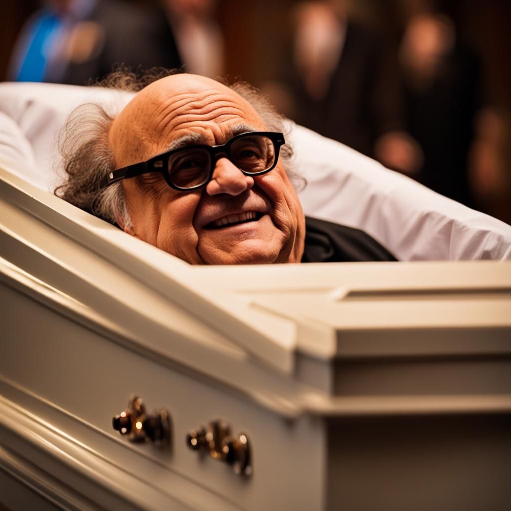 Danny Devito in Casket: Professional Photography