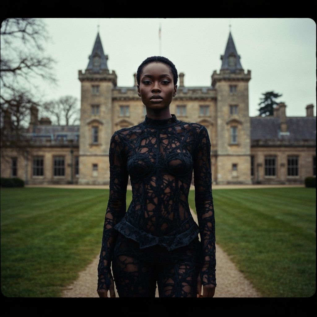 Stunning Black Woman in Avant-Garde Fashion at Cragside Hous...