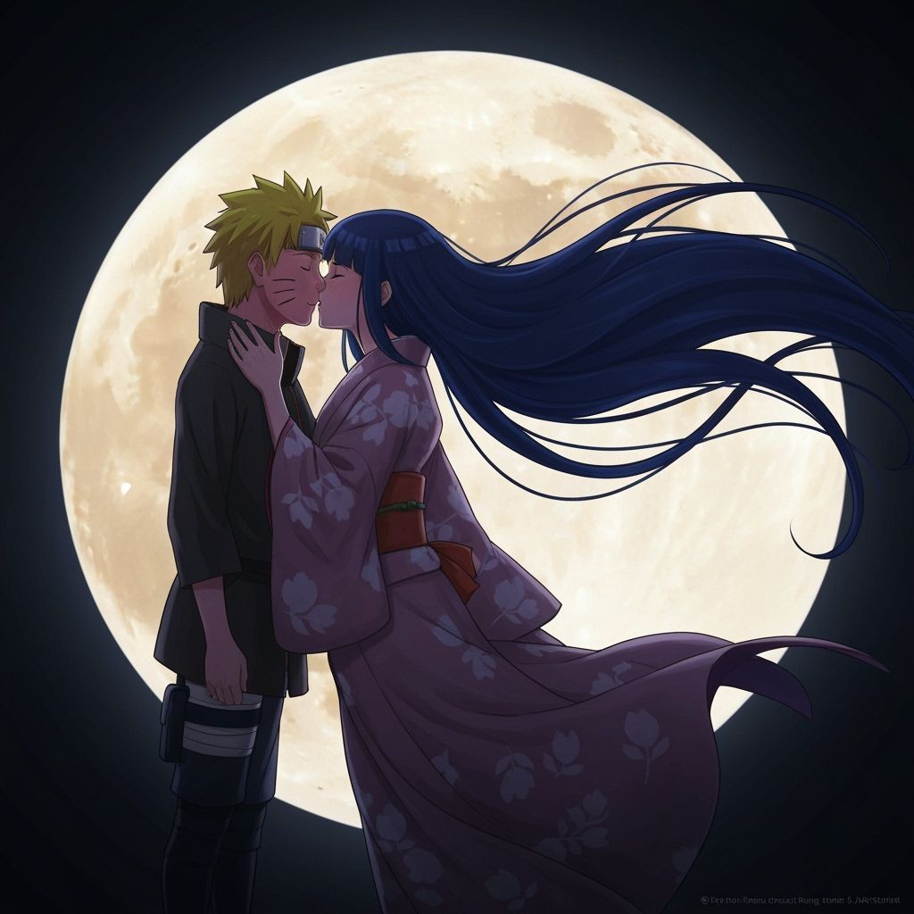 Naruto and Hinata Kiss Under Full Moon