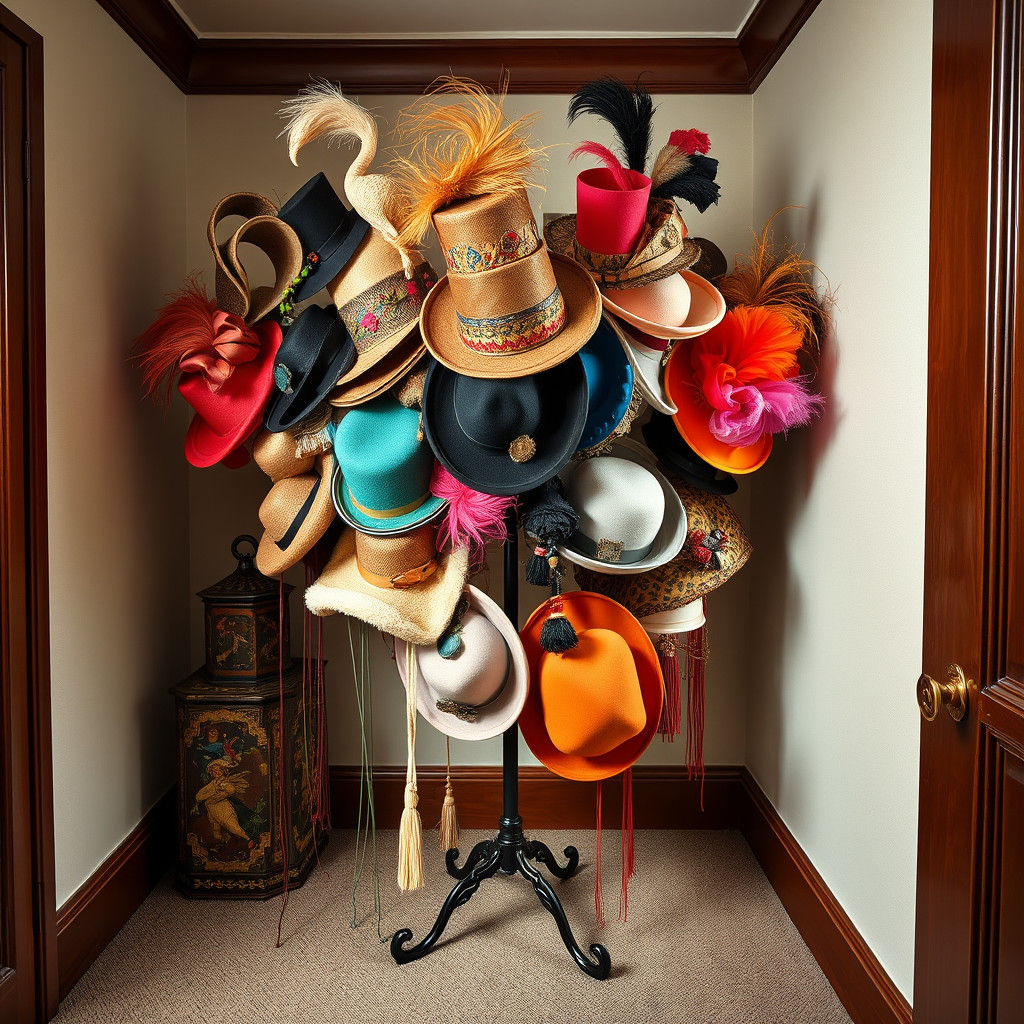 Abstract Art: Eccentric Hats on a Stand