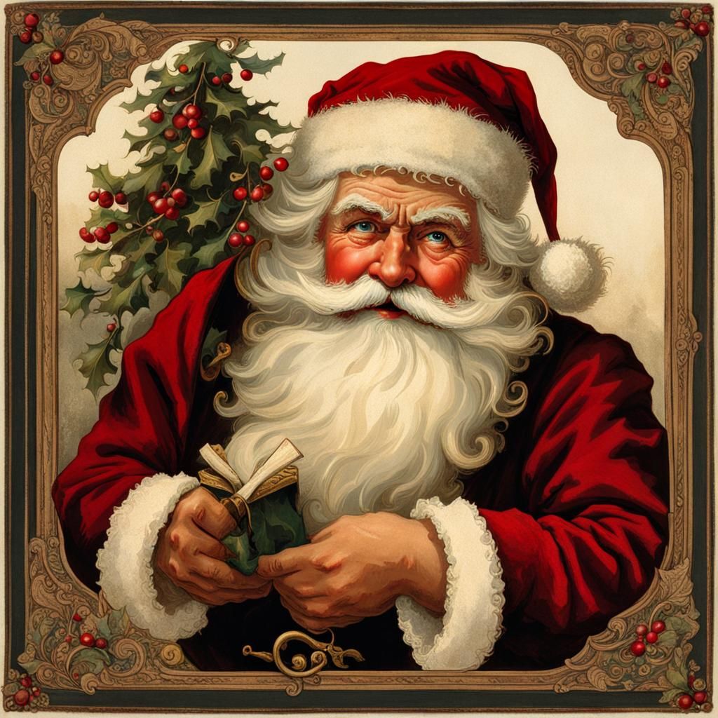 Disturbing Victorian Era Santa Claus Portrait