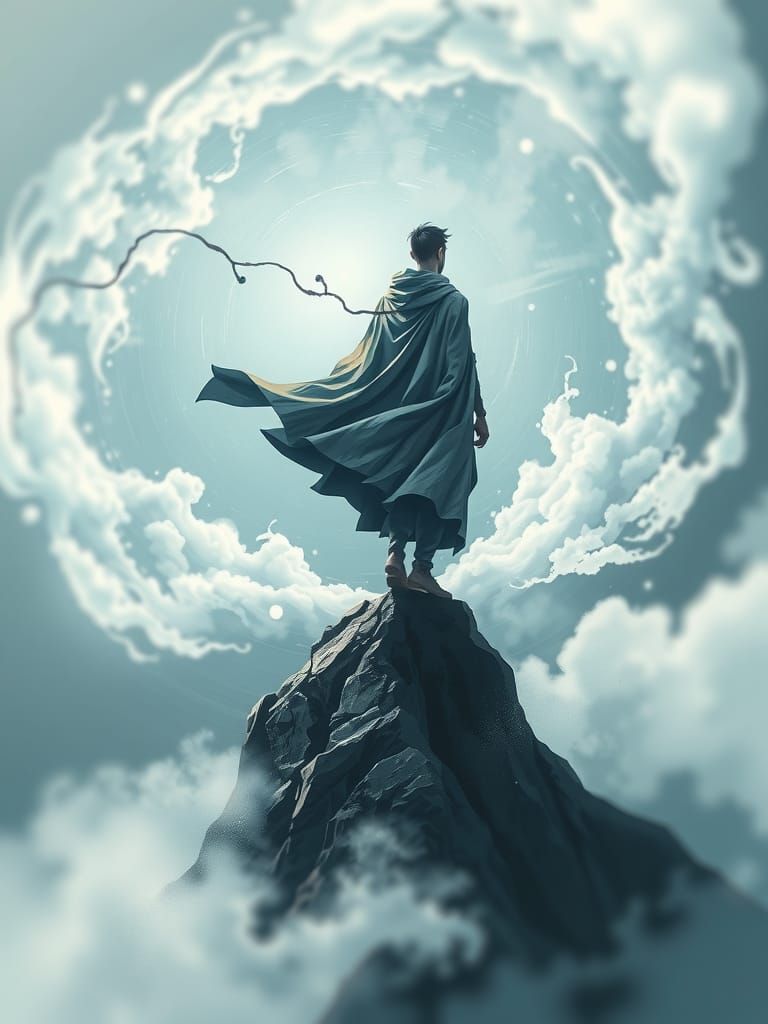 Cloud Sculptor: Cubist Airbrush Art in Analogous Colors