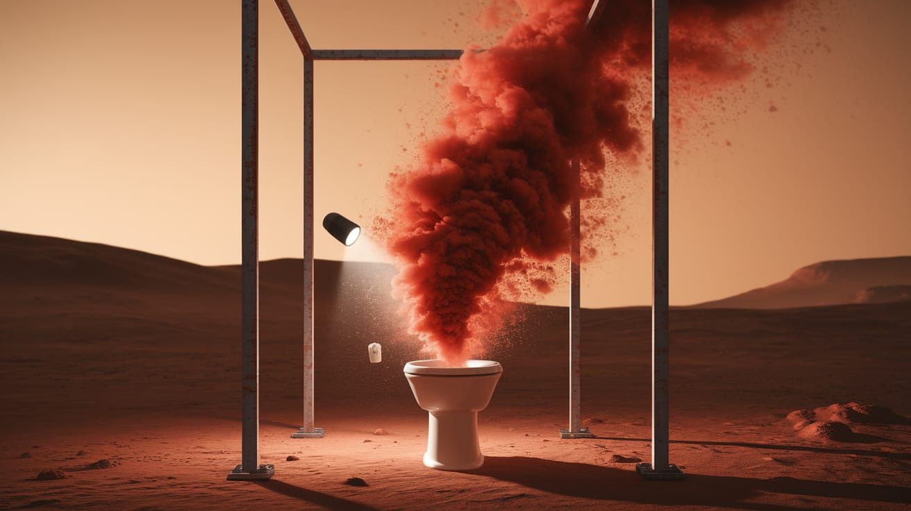 Toilet Flush on Mars During Sunset