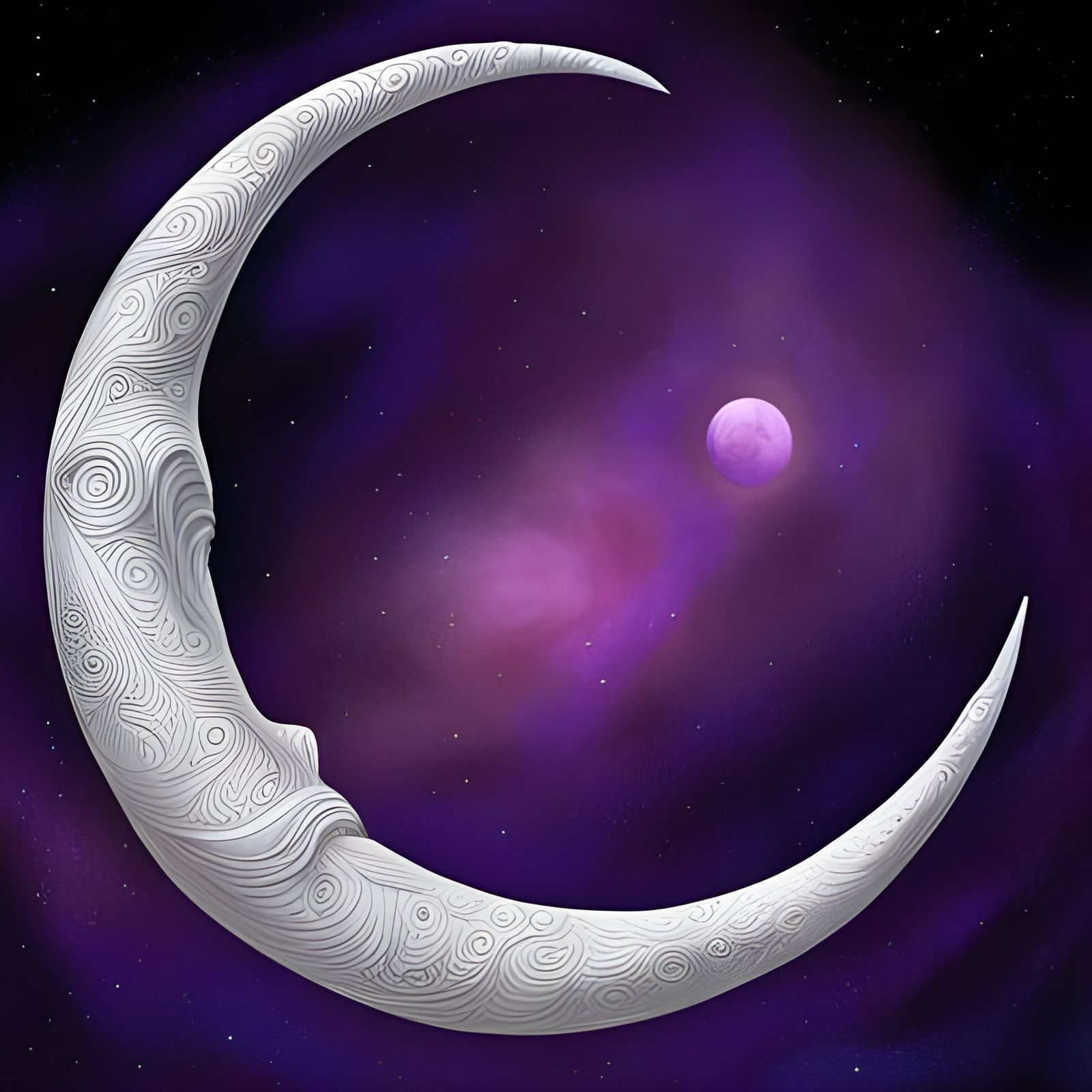 Purple Paper Moon in Draconian Constellation: Astral Art