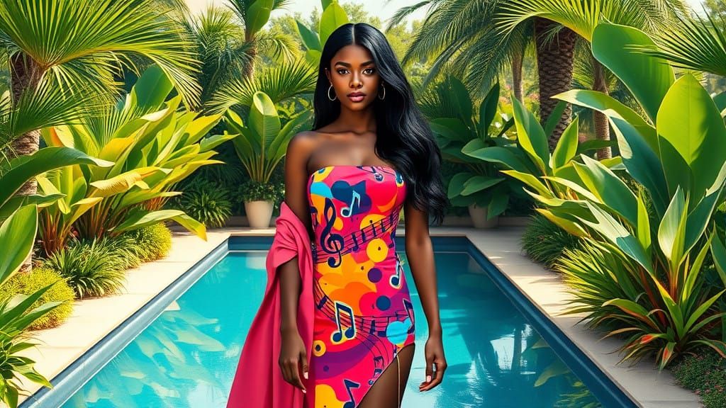 Stunning Pop Art Goddess in Vibrant Garden