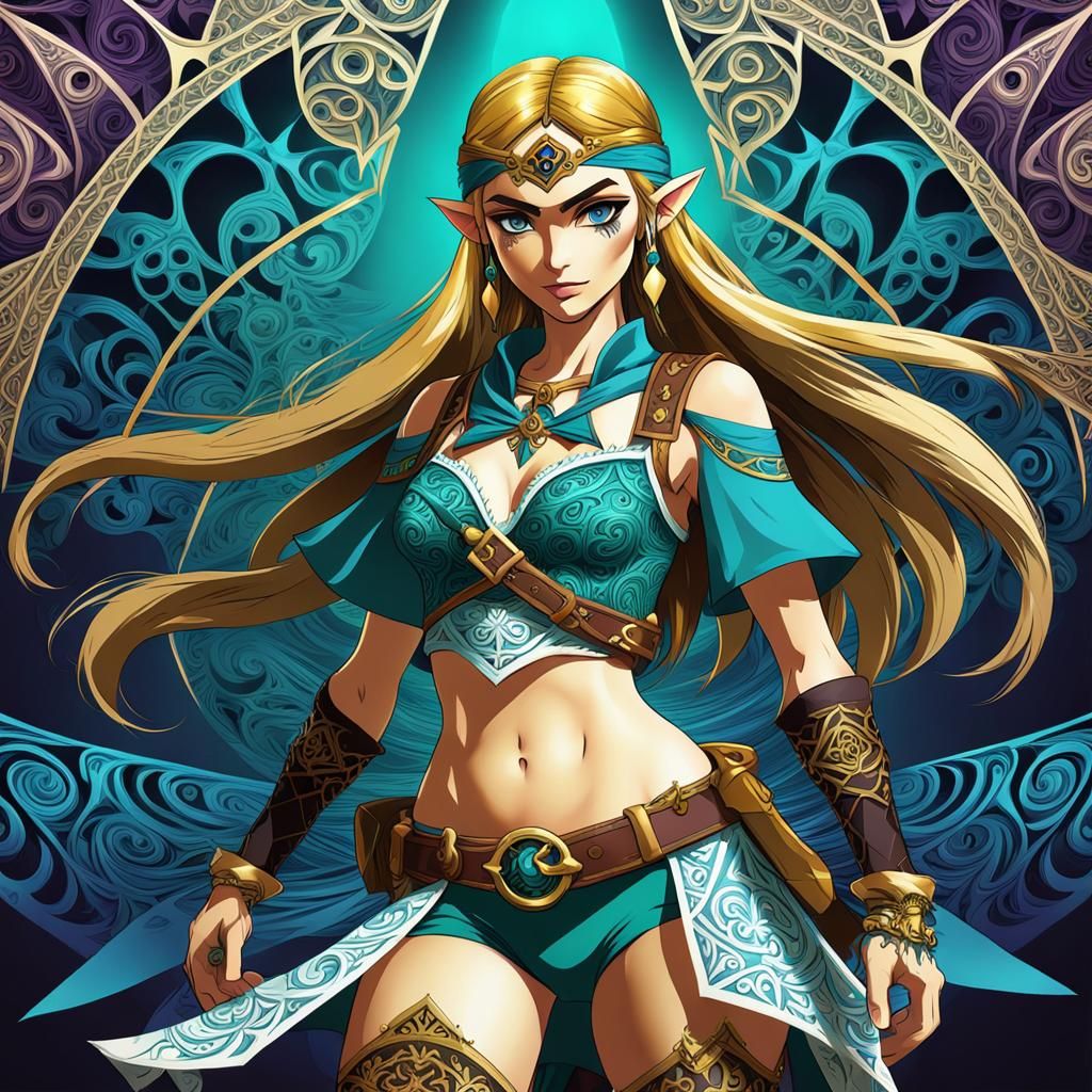 Princess Zelda in Pirate Outfit with Abstract Shading