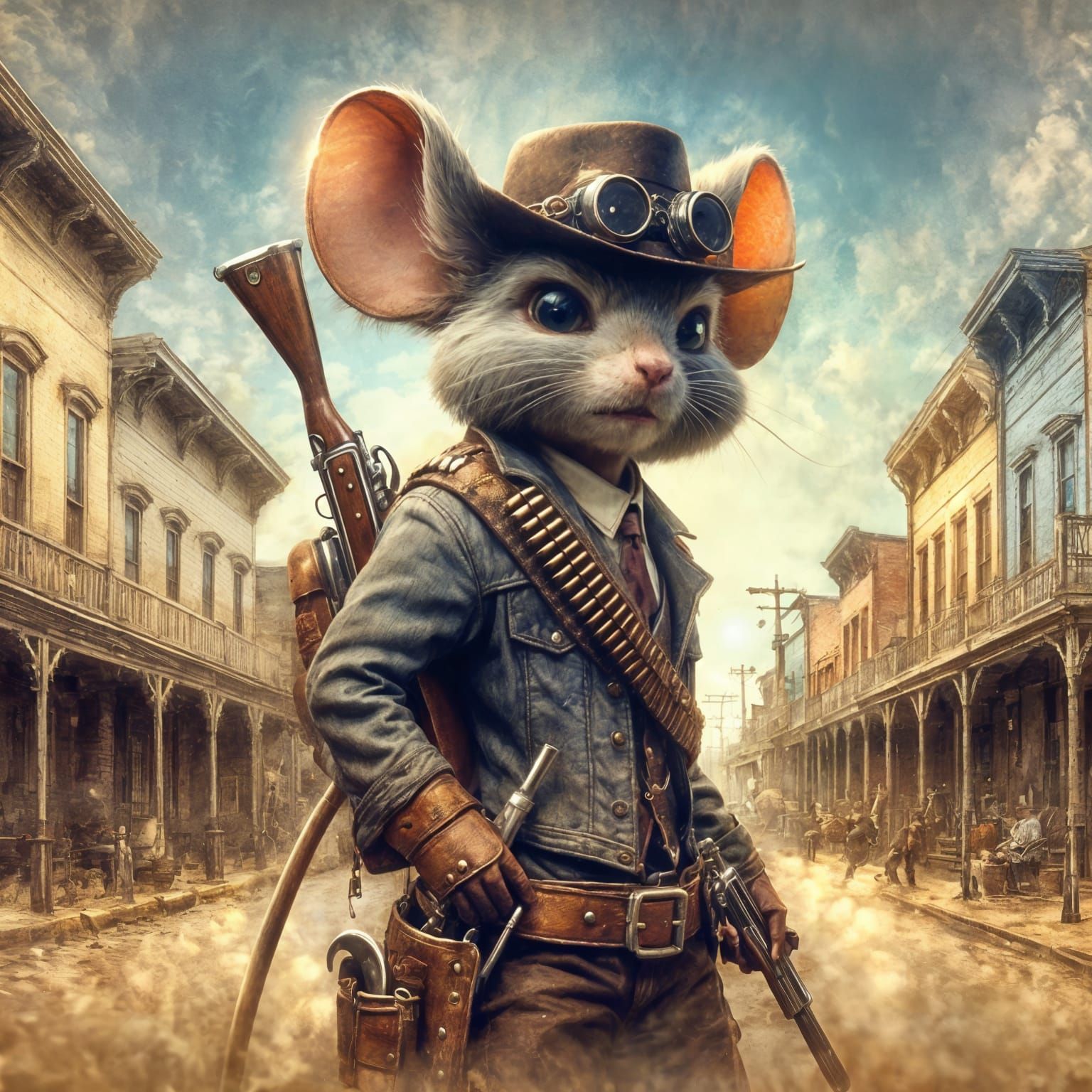 Mouse Sheriff in Steampunk Western Epic