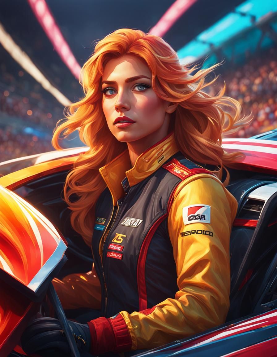 Car Racer Portrait in Hyperdetailed Digital Art