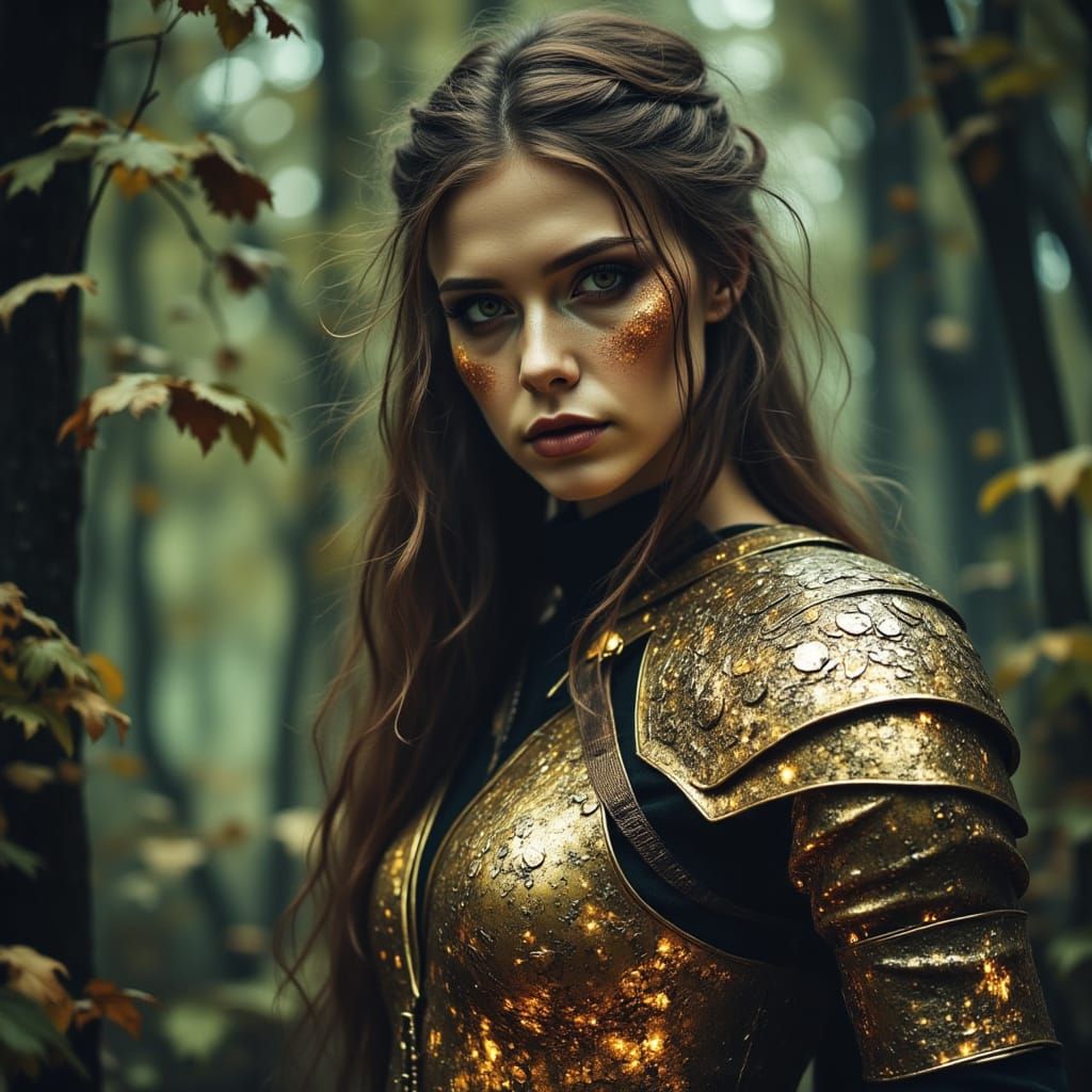 Regal Warrior Queen in Mystical Forest