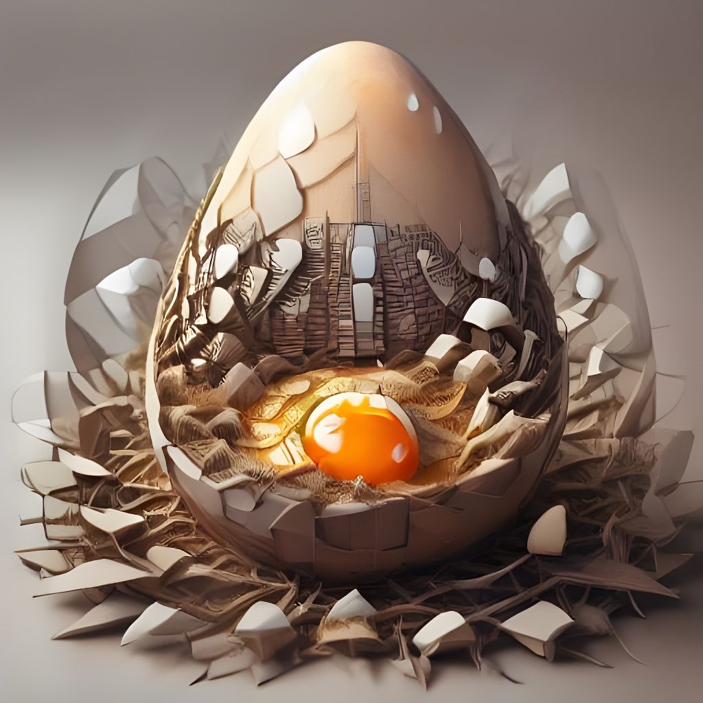 Self-Portrait Inside Egg with Striped Sweater