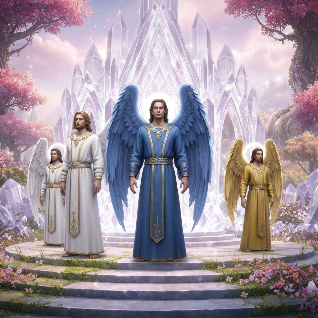 Angelic Figures in Crystal Sanctuary, 8K Resolution