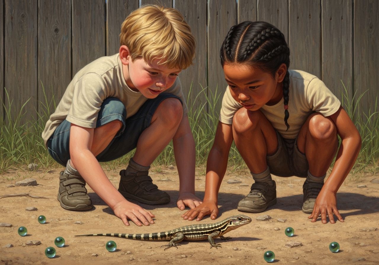 Children Discovering a Lizard, Painterly Realism