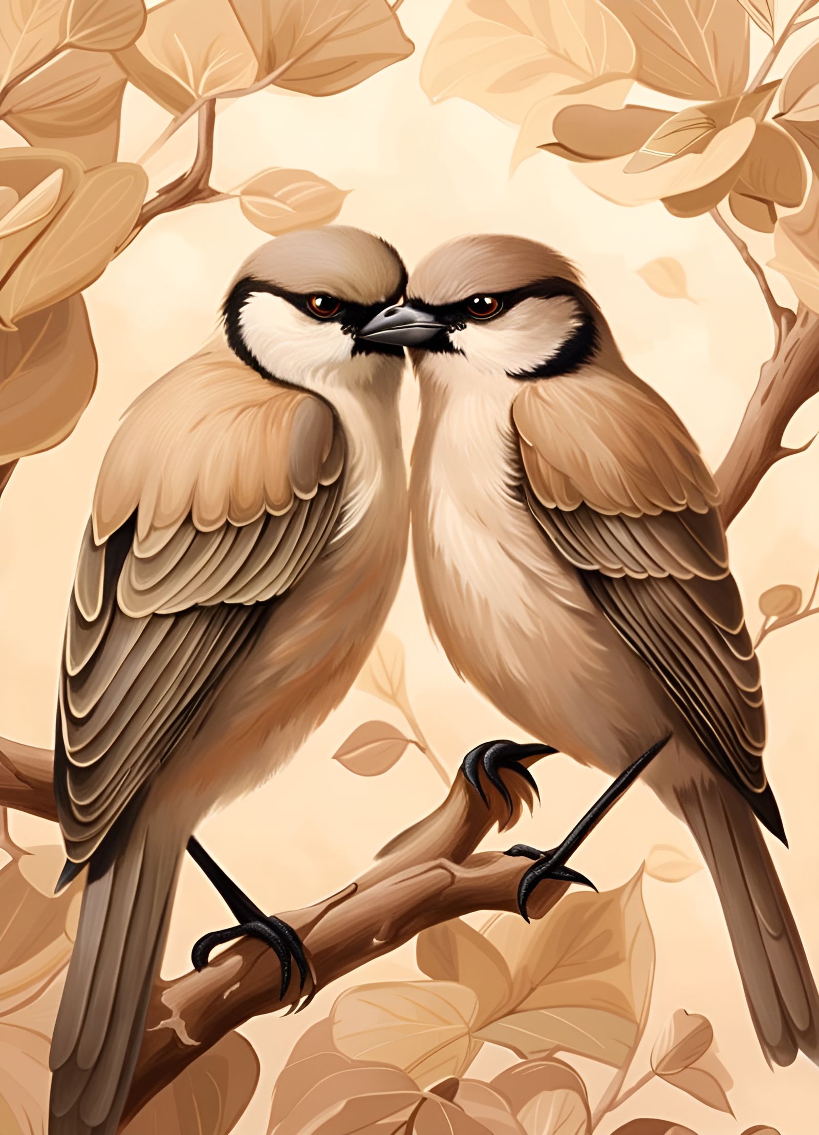 Romantic Hand-Drawn Gesture in Beige Tones