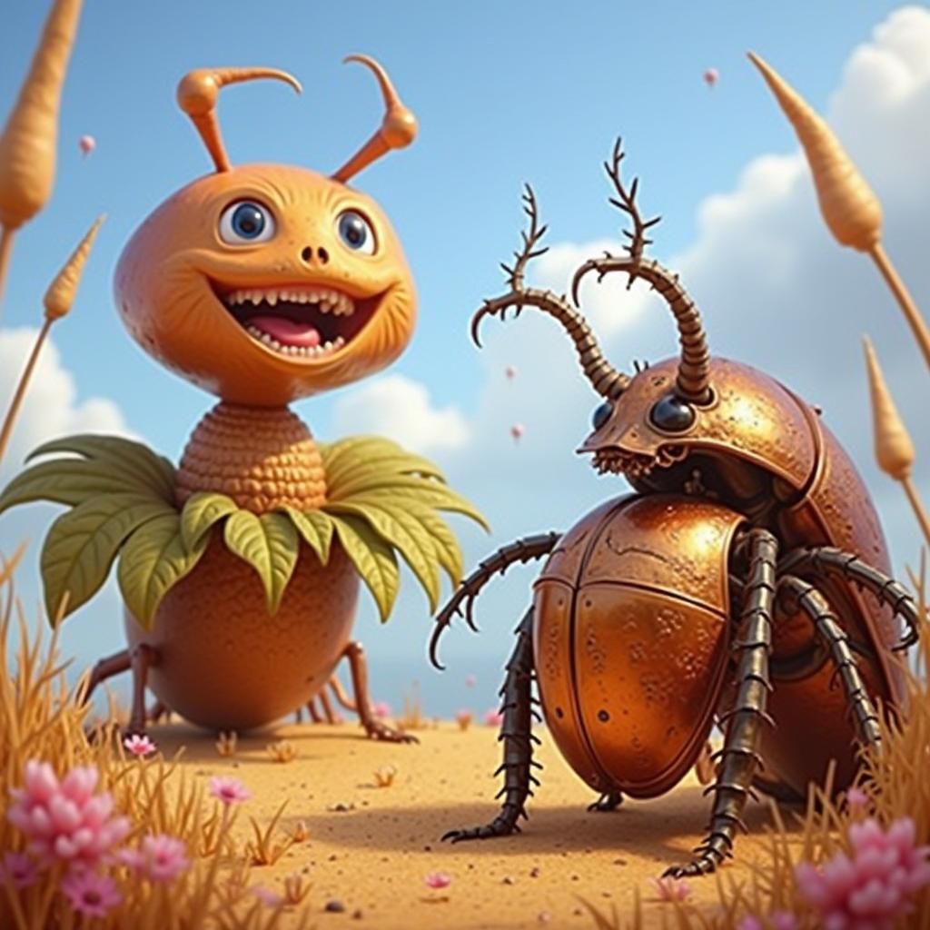 Armored Beetle on Microscopic Landscape, Biomech Art