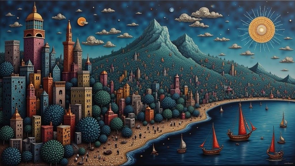 Vibrant City Mural on Shoreline