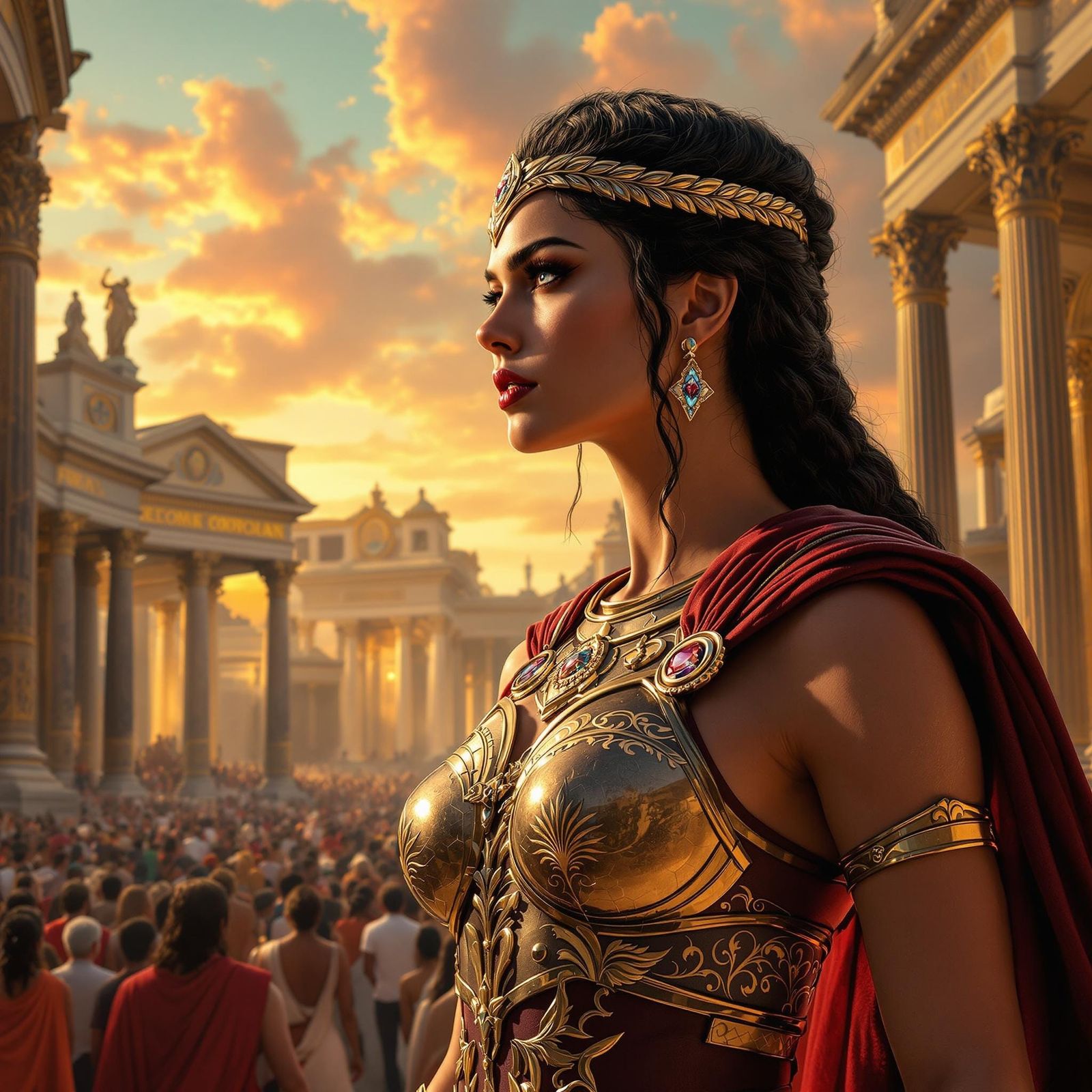 Amazonian Warrior Queen in Roman Armor