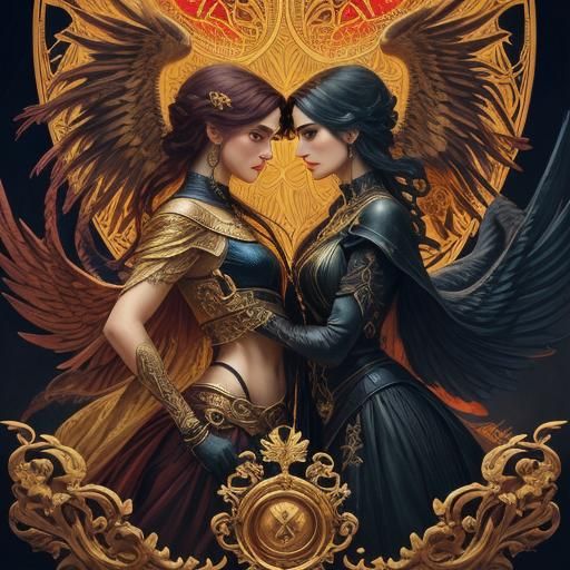 Crossroads of Love: A Symbolic Choice in Art Nouveau Style