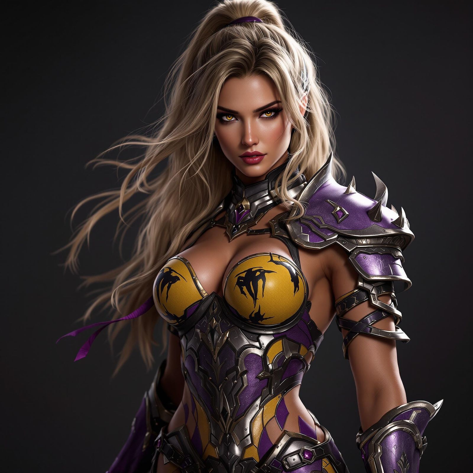 Cyberpunk Barbarian Goddess in Vibrant Latex Armor