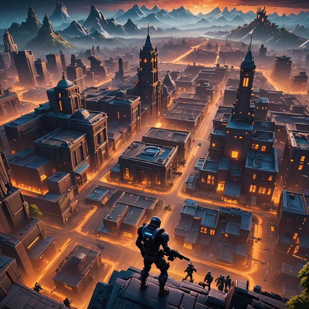 Epic Fortnite Battle Royale in Ruined Cityscape