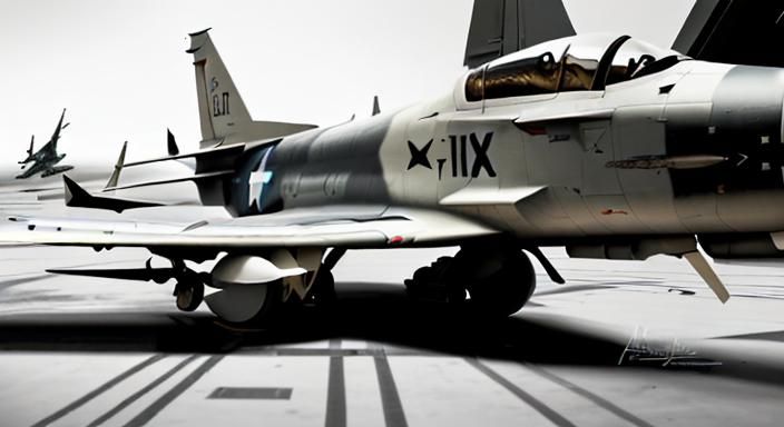 Hyperrealistic Fighter Plane in Dramatic Splash Art