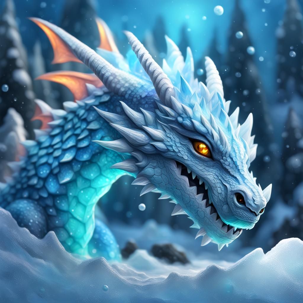 Cute Ice Dragon Freezing World: Splash Art