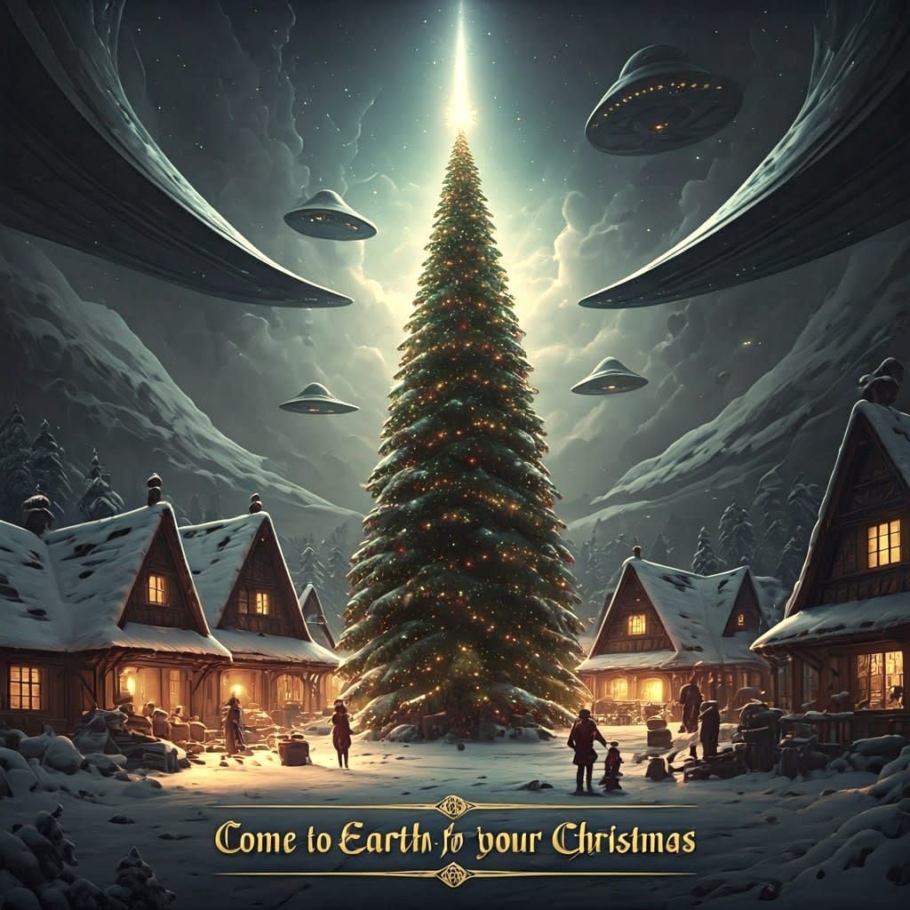 Elves and Aliens Preparing for Christmas