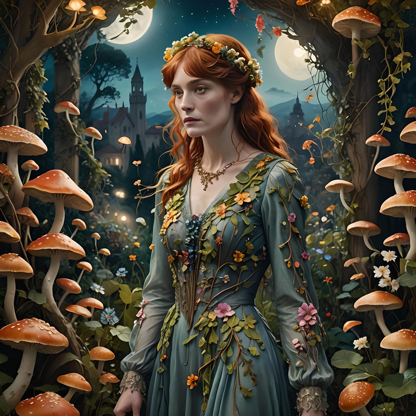 Florence Welch: Detailed Matte Painting in Deep Color
