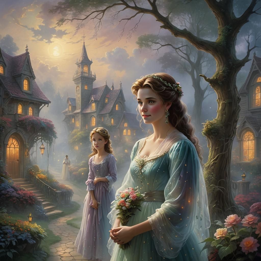 Ethereal Ghostly Mother Watches Over Child