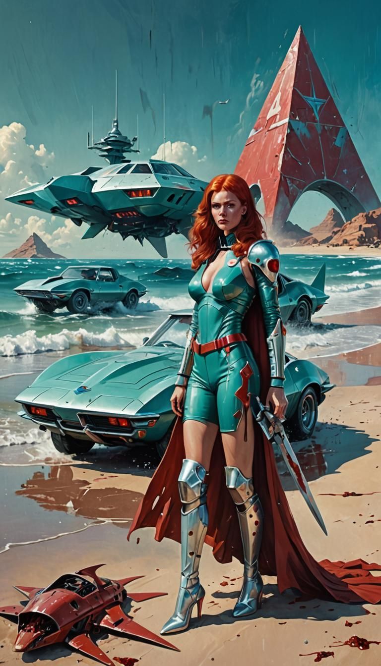 Sonja and a retro Stingray Corvette 69