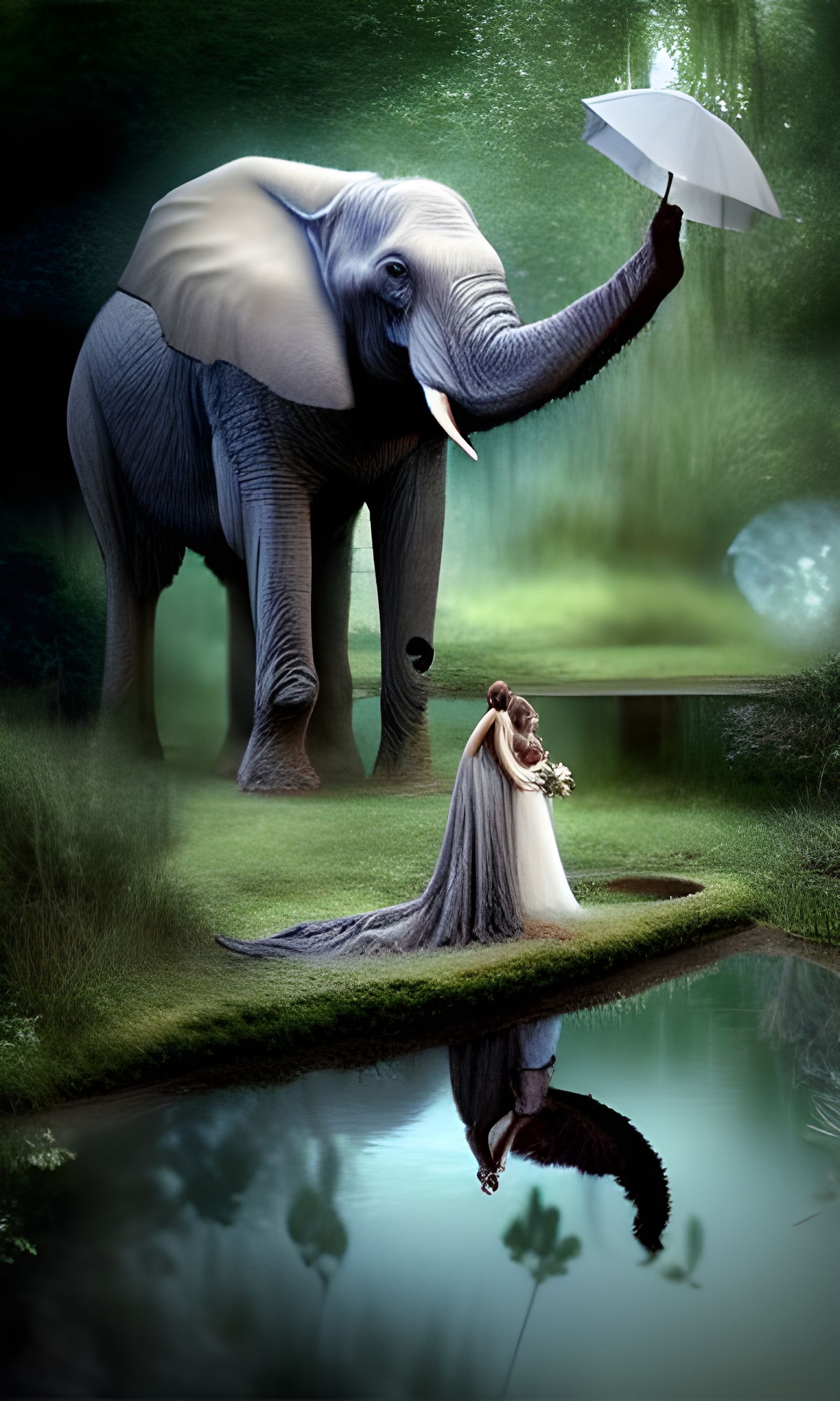Surreal Bride and Elephant Fashion Illustration