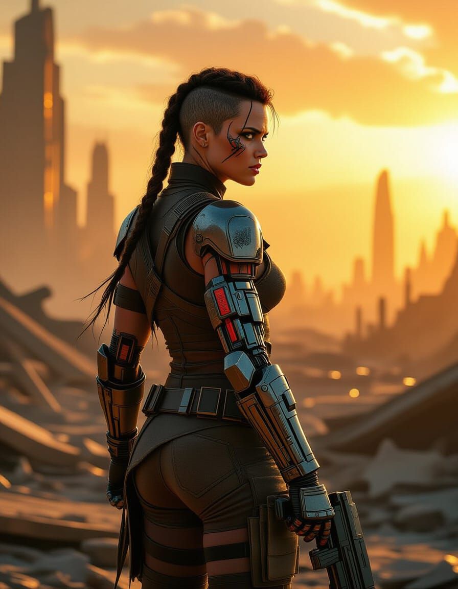 Furiosa in a Ruined City, Heroic Fantasy Art