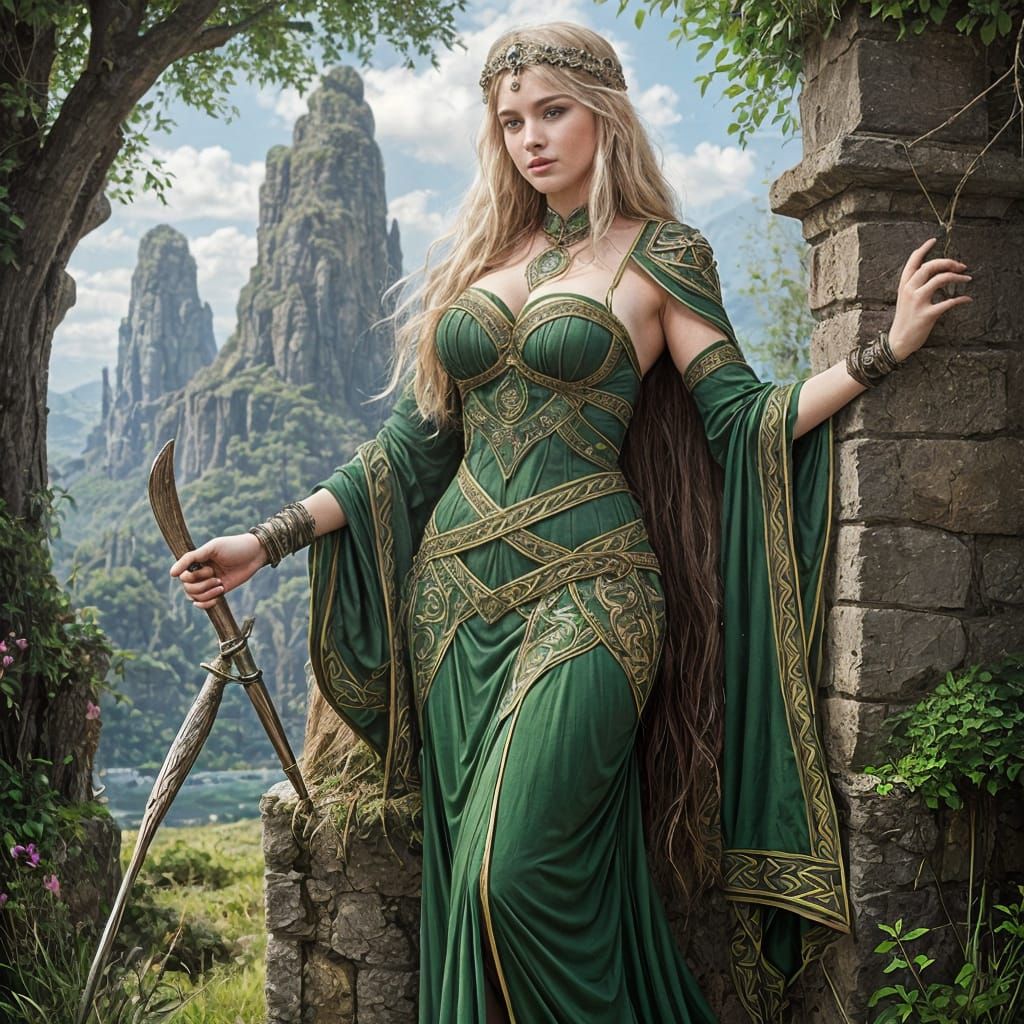Celtic Goddess Rhiannon Portrayed with Elegant Charm
