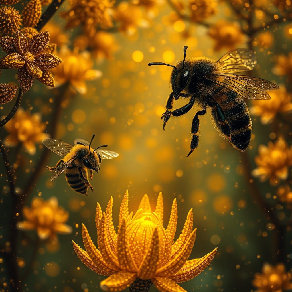Bees from Paradise: Pointillism Concept Art