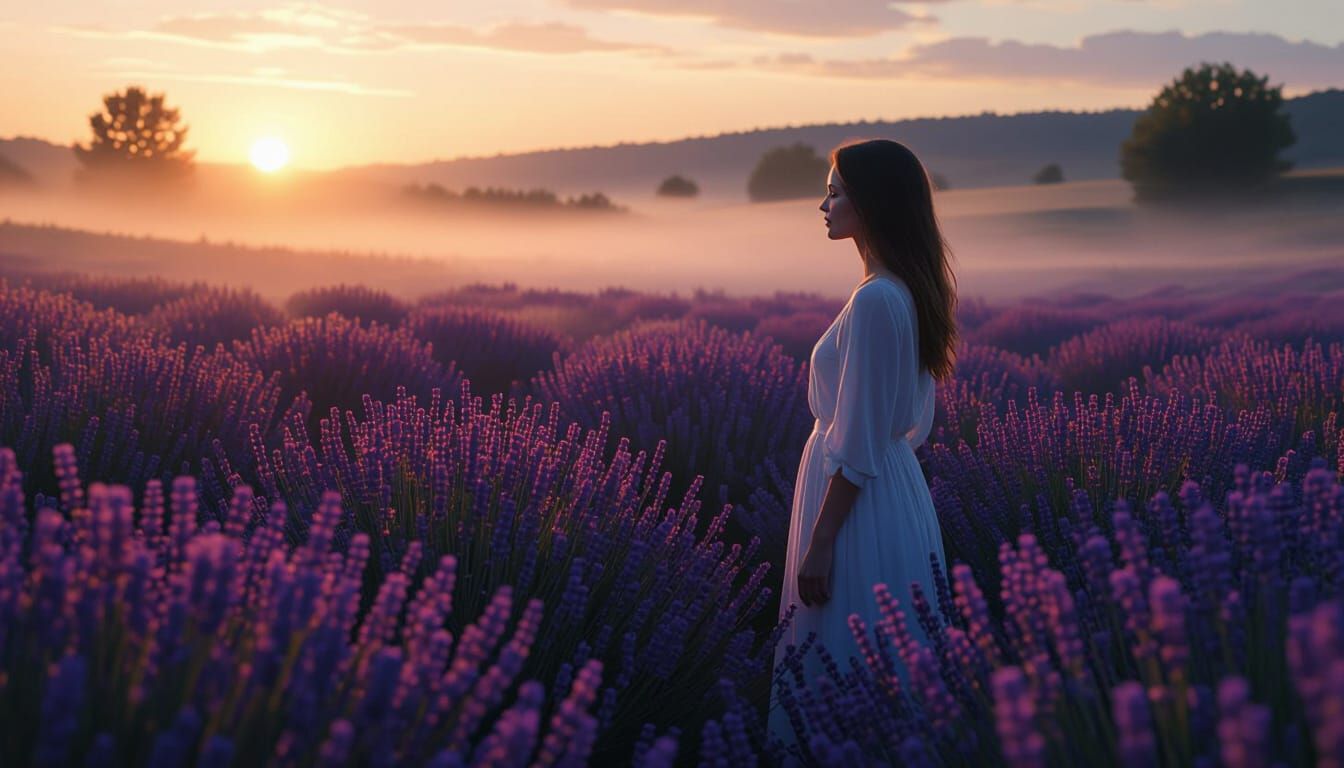Lavender Field Sunrise: Serene Beauty of Nature