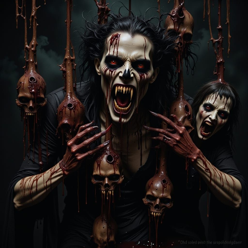 Evil Vampire Draining Victims in Chiaroscuro Horror